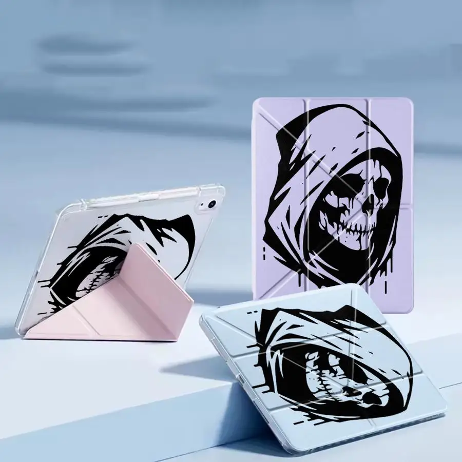 

Skeleton Tablet Case For iPad Pro 2025 Pro 11th 10th 9th 8th 7th 12.9inch Mini 6 7 Air 4 5 M3 M2 1 2 M4 11inch Y-Fold Holder
