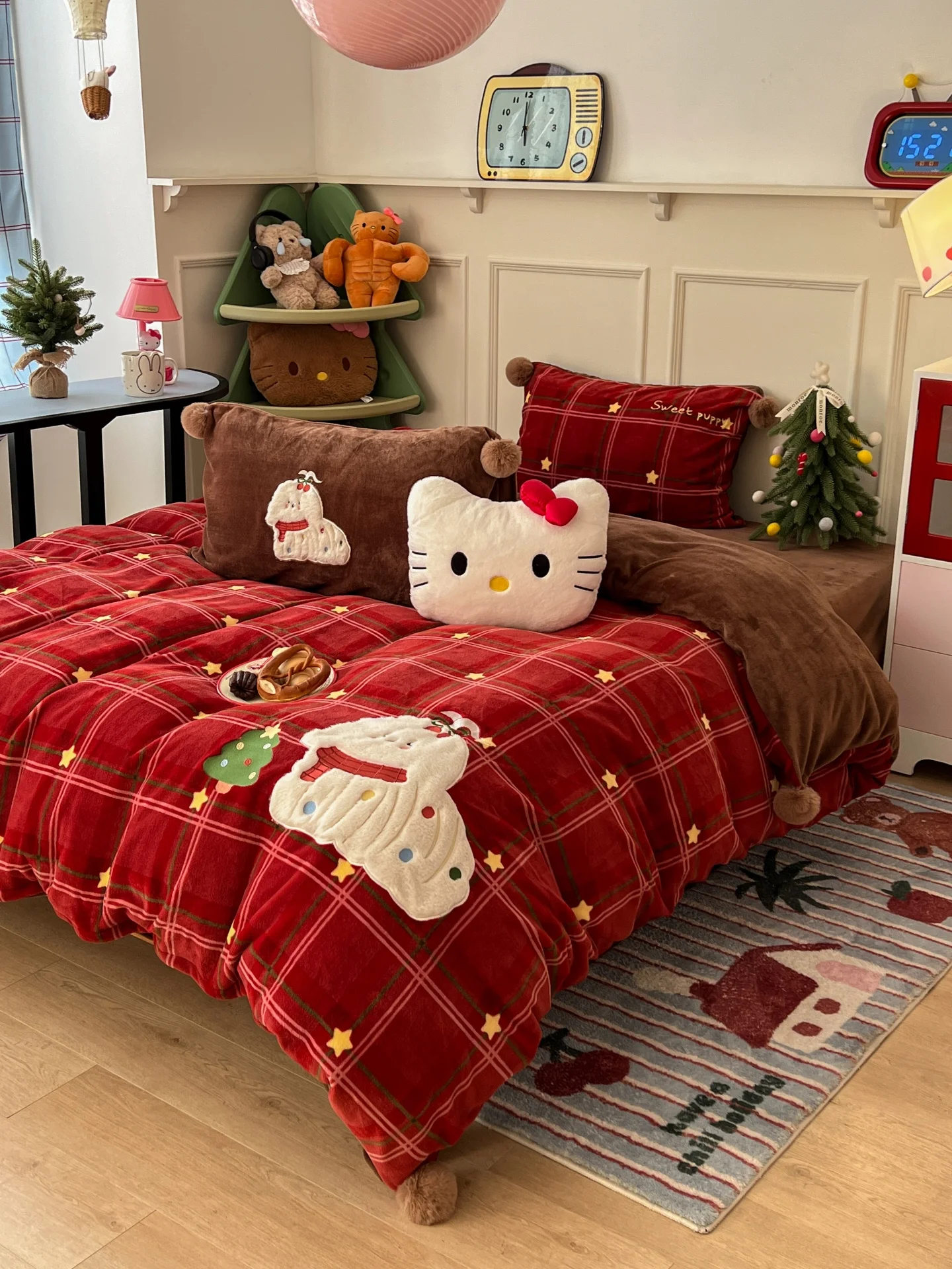 

Комплект постельного белья Cisas Sle из четырех предметов: теплый, с вышивкой бахромой, из молочного бархата, осенне-зимний, с мультяшным рисунком, двусторонний бархатный пододеяльник...