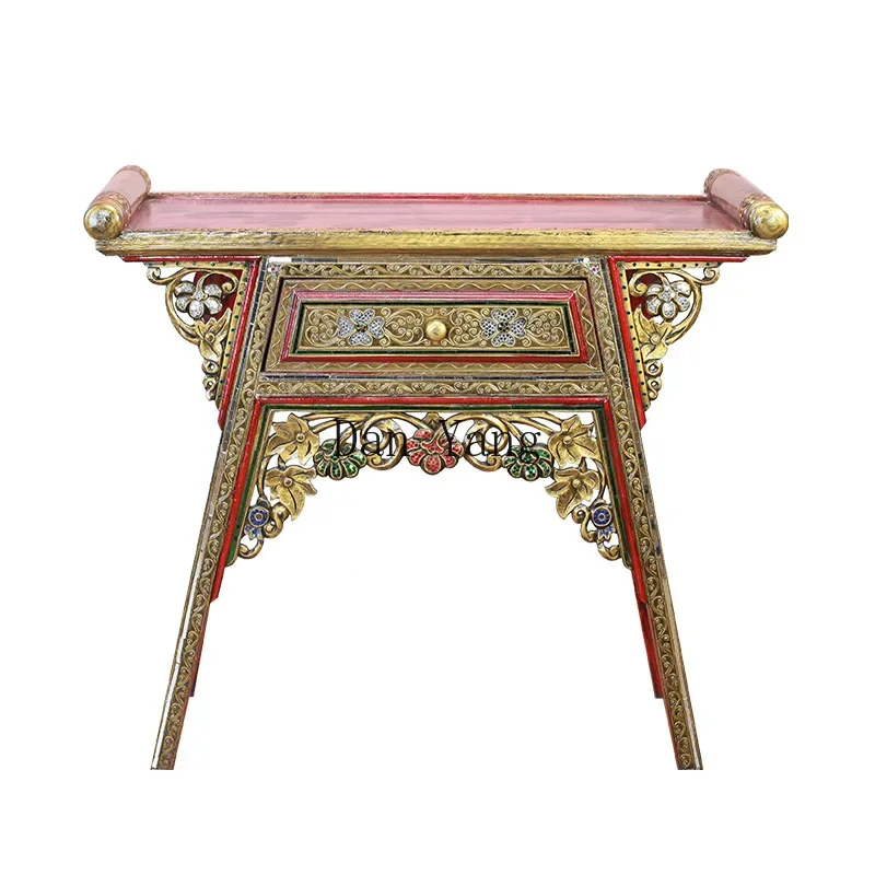 

YJ solid wood porch cabinet supply table household Buddhist platform supply table incense case glass furniture