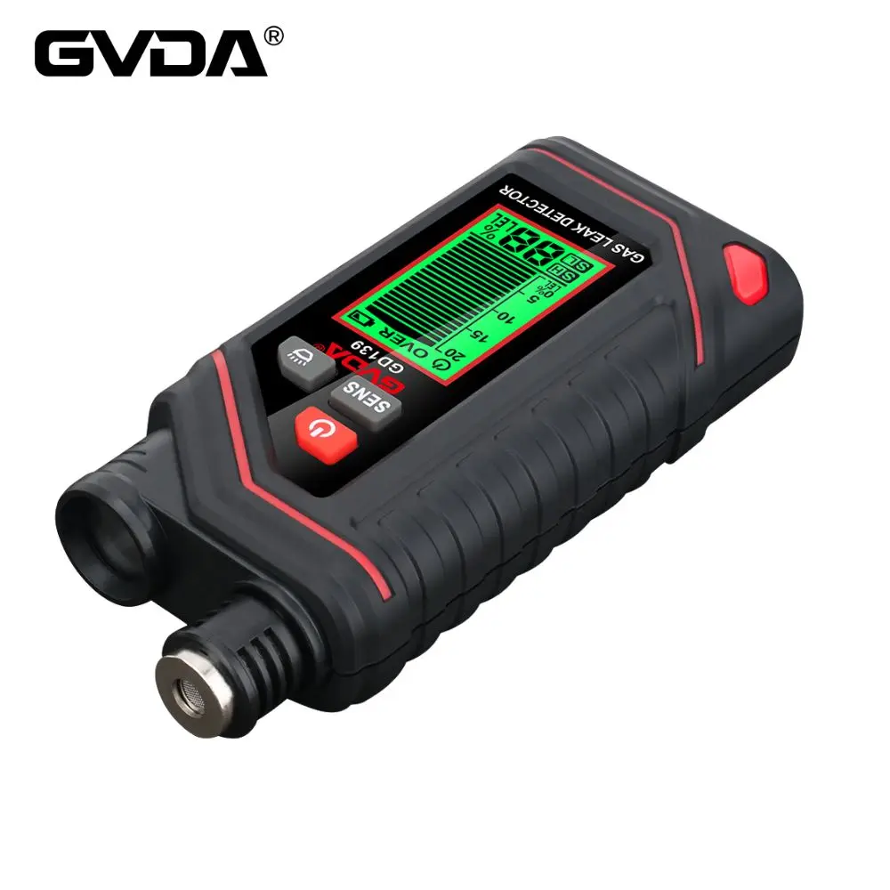 GVDA Combustible Gas Detector Gas Leaking Monitor Sound Light Alarm Rechargeable Digital Gas Leak Analyzer Natural Gas Tester