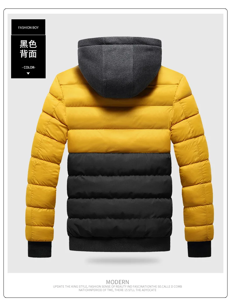 Mens Winter Hooded Parkas Jackets Mens Fashion Casual Slim Patchwork Down Coats Thicken Warm Outdoor Ski Windproof Outerwear 4XL