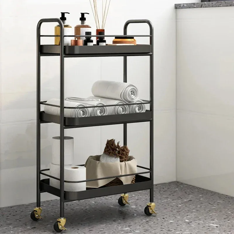 Nordic Multi-Layer Auxiliary Spa Table With Wheels Mobile Towel Holder Shower Storage Rack Storage Cart Space-Saving Organizer