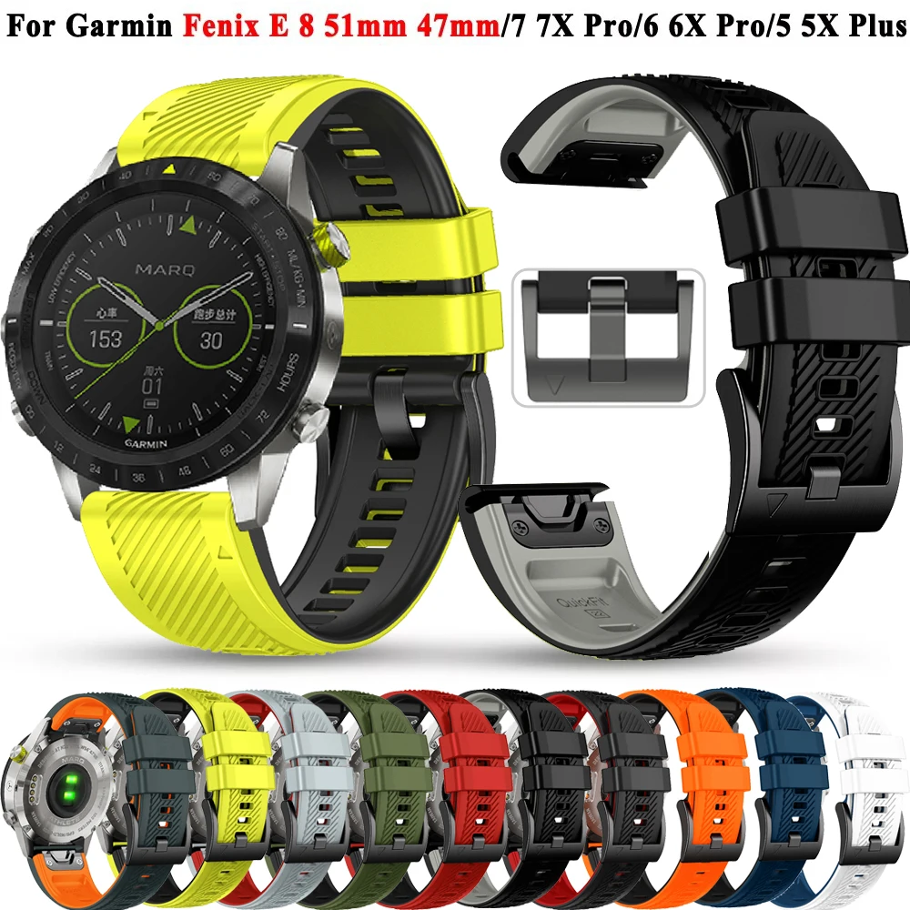 

22mm 26mm QuickFit Silicone Watch Band For Garmin Fenix E 8 5 5X 6X 7 7X/Epix Pro Gen 2 TACTIX/Mk2 Mk2i G1/MARQ/Enduro 3 2 Strap