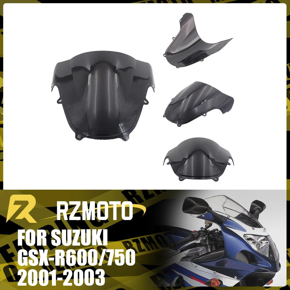 

Motorcycle Accessories Windshield For SUZUKI GSXR600 GSXR750 2001-2003 2002 Front Double Bubble Wind Deflector Windscreen Black