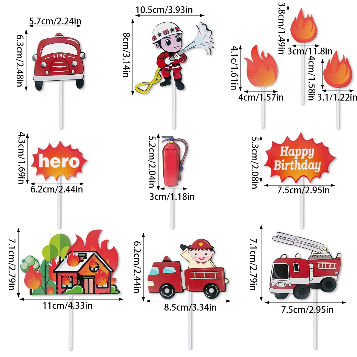 Jiuzcare 25 Pièces Décoration Gâteau Camion De Pompiers - Jouets Pompiers, Toppers Et Panneaux Signalisation Pour Anniversaire