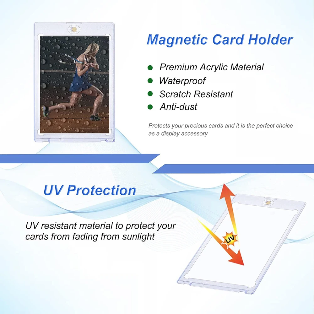 5PCS 35PT Magnetic Card Holder One Touch Card Holder for Trading/Sports Cards Acrylic Card Stands Hard Plastic Cards Display