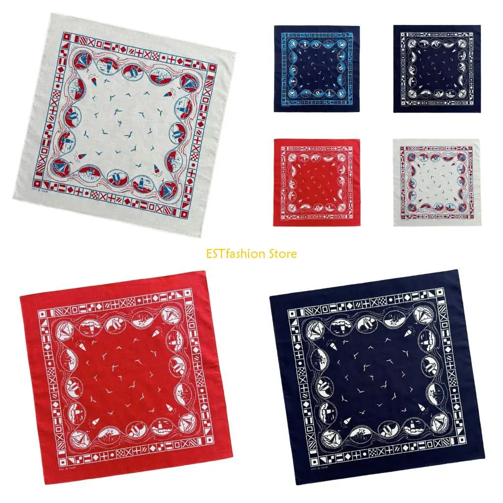 

Y5GC Практичный хлопковый шейный платок Хлопковая бандана Практичный универсальный аксессуар унисекс с винтажным шармом