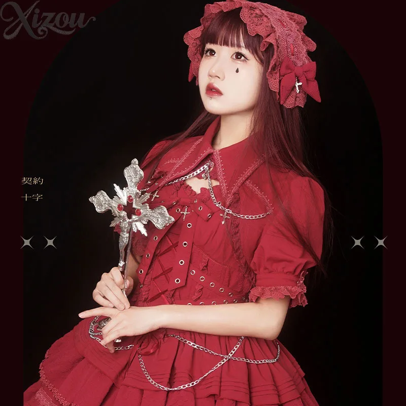 JSK Gothic Punk Stil Elegante Beiläufige Kurze Kleider für Frauen Subkultur Harajuku Sommer Original Kawaii Dame Lolita Kleid