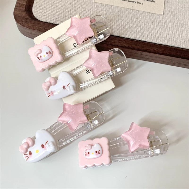 Kawaii Sweet Star Hair Clips para Meninas, Sanrio Hairpins, Side Bangs Clip, Hello Kitty Headdress, Cute Cartoon, Presentes de aniversário