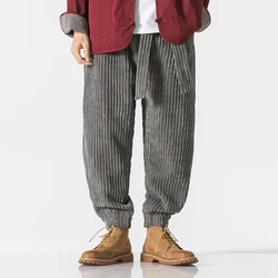 Pantalones de pana Harajuku para hombres y mujeres, ropa de calle, pantalones Harem, pantalones de chándal gruesos, pantalones casuales cálidos, moda de otoño e invierno, nuevo