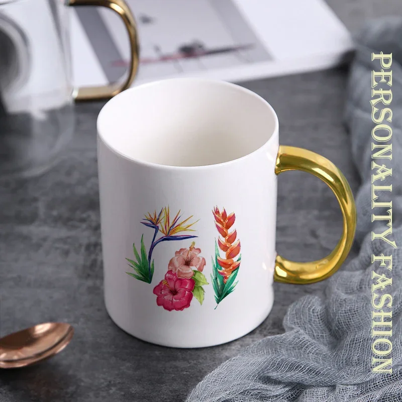 Ceramic Coffee кружки Cup variety of flowers Creative Ceramic Water Cup Nordic Luxurious Tea Cup Porcelain Drinkware KTZW-062