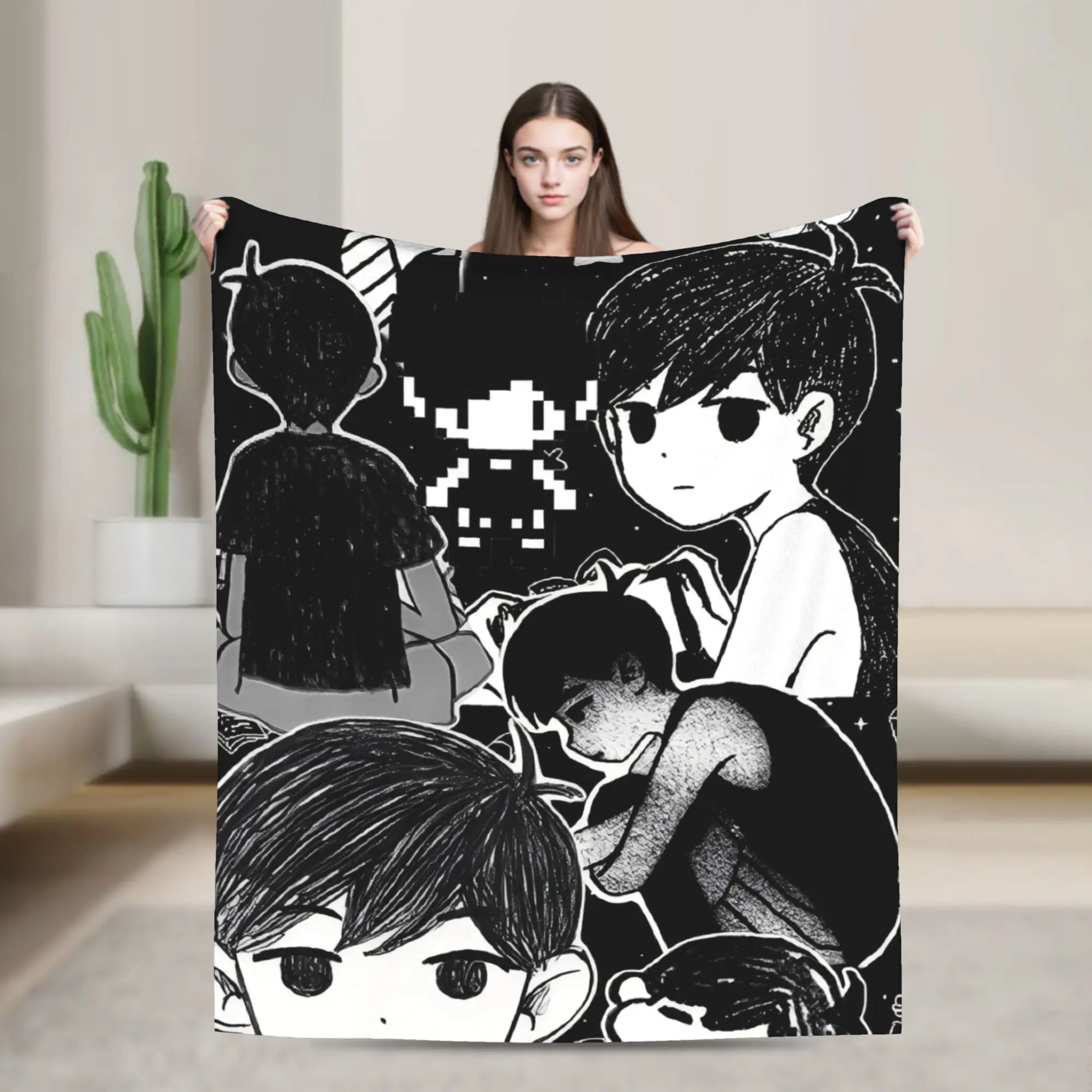 

Omori Funny Video Games Throw Blanket for Couch Soft Fuzzy Plush Blanket 50x60 Inches Multiple Sizes Bedspread for All Seasons