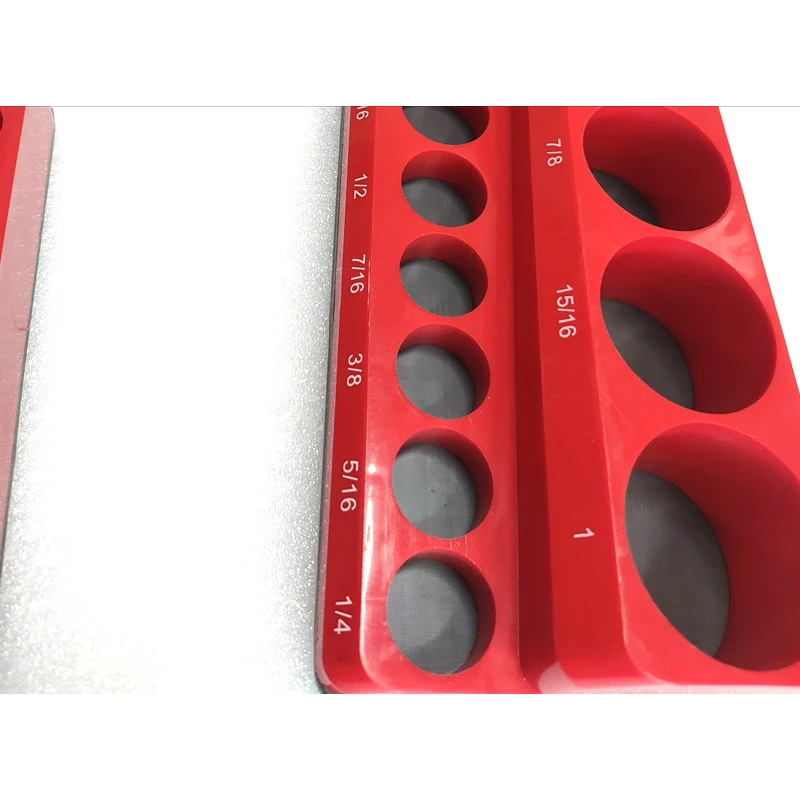 Red Magnetic Sockets Storage Rack 1/4In 3/8In 1/2In Plastic Socket Display Holder Kit Professional Metric British Tool Organizer