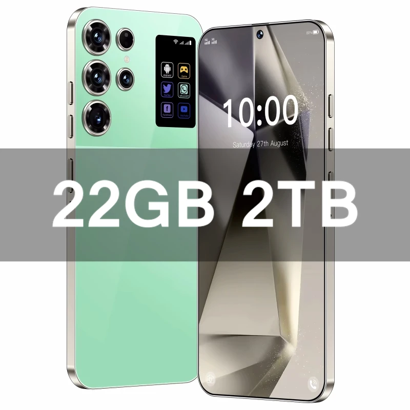 ULUCAN Smartphone S26 Ultra con penna integrata, 16 GB di RAM, 1 TB di ROM, HD da 7,3 pollici, 1440 * 3040, 72/108 MP, 8000 mAh, Snapdragon 8 gen3 (10 core), sistema operativo Android 14.0,Black-1TB