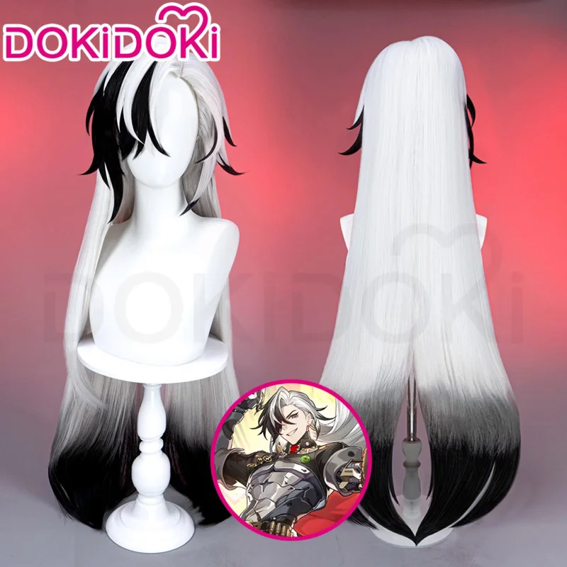 Boothill Wig Cosplay Game Honkai: Star Rail DokiDoki Men Long Black White Hair Boothill Cosplay Ear Clips Gradient Wig Free Cap