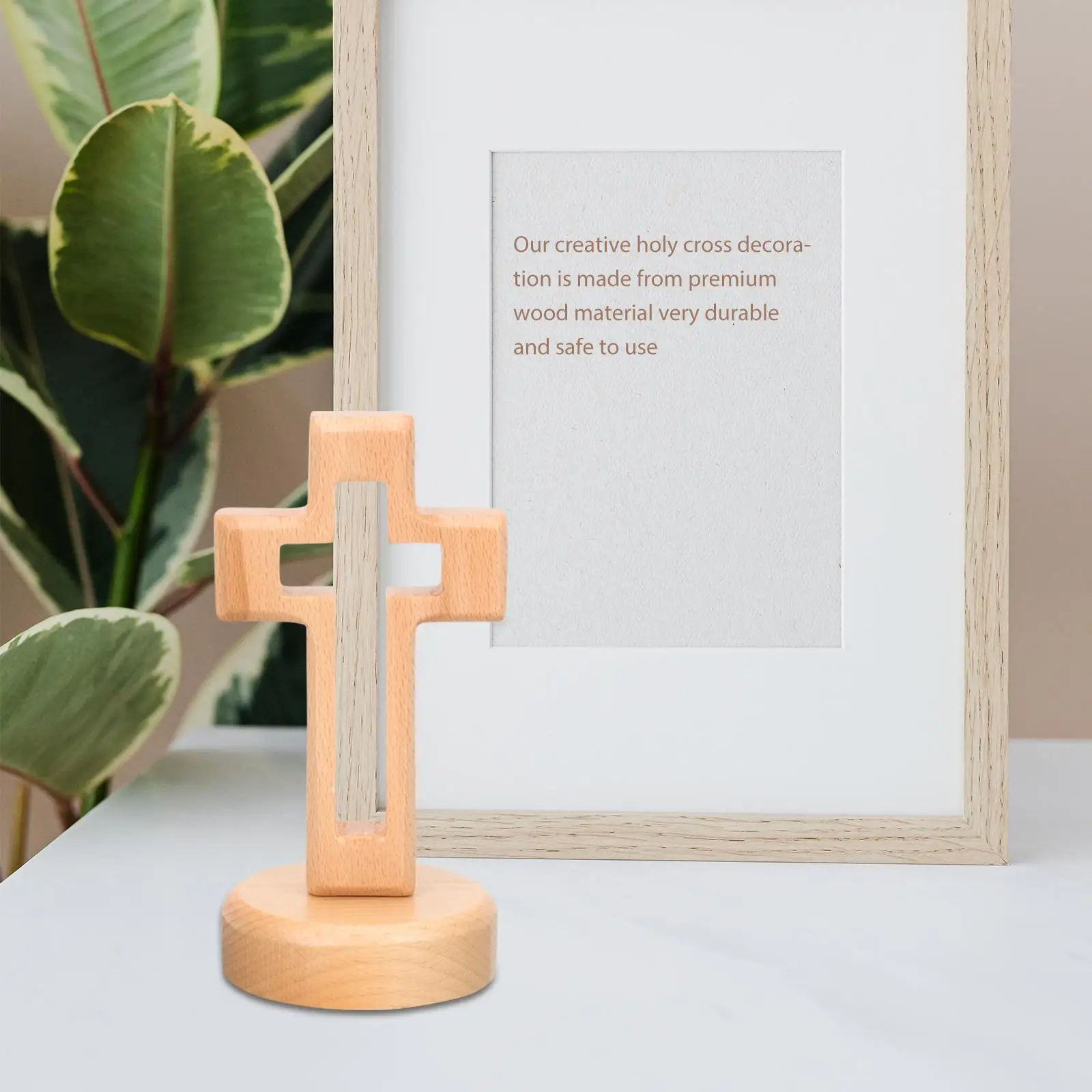 

Catholic Cross Tabletop Wooden Ornaments Tea Lights Candles Dining Decor Travel Home