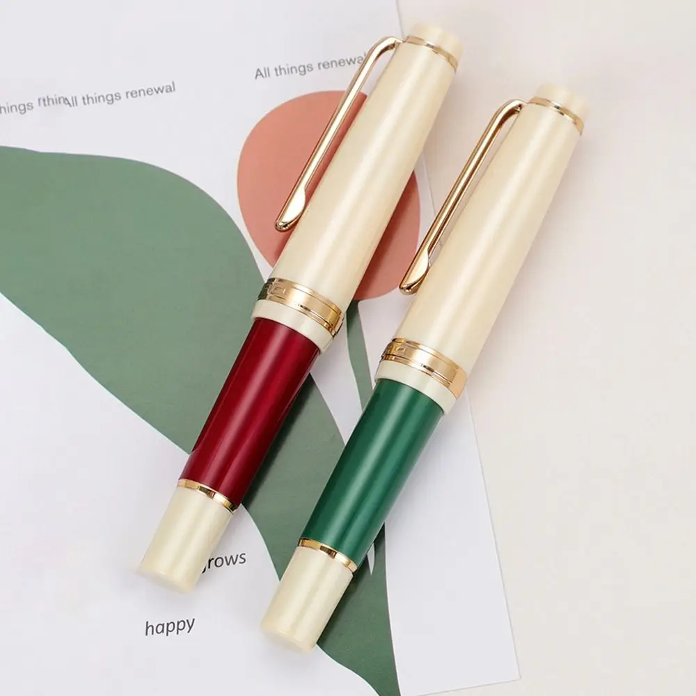 

Gift Portable Mini Fountain Pen Extra Fine Nib Short Pocket Writing Pen Gold Trim Acrylic Ink Pens Stationery