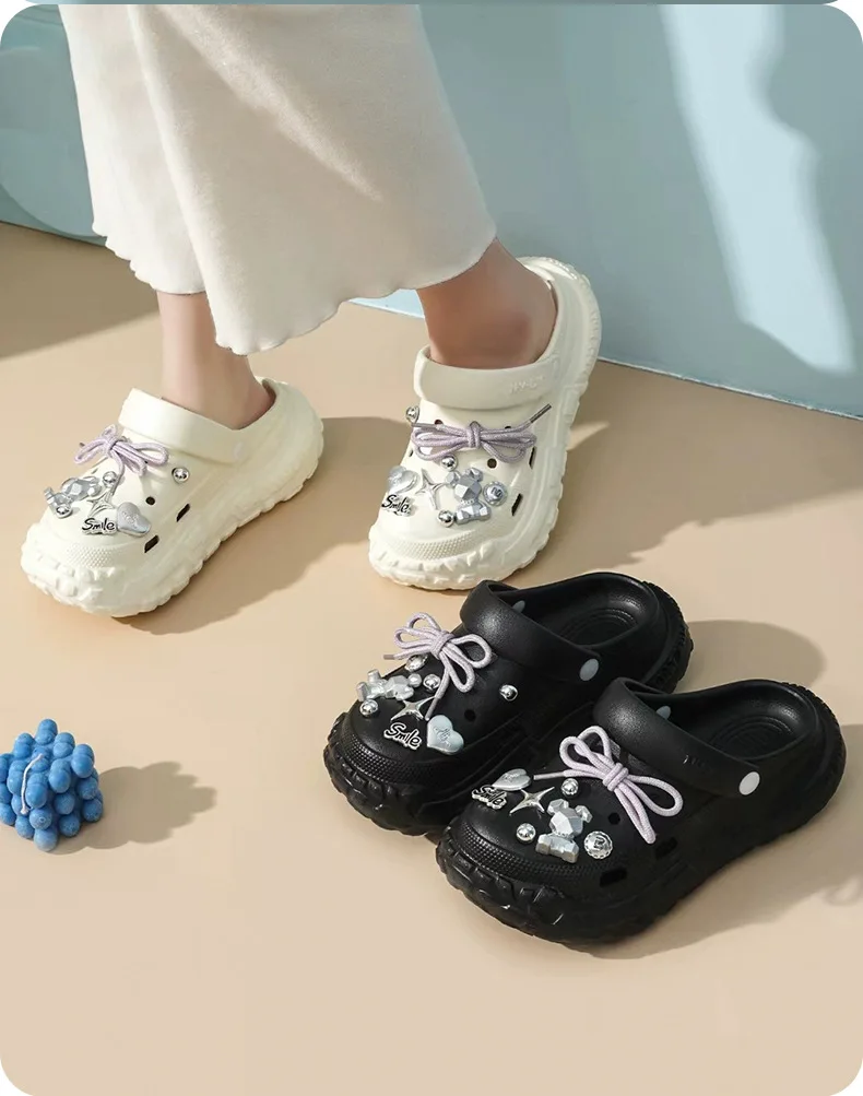

Fanceey New EVA Cute Slippers Summer Beach Women's Sandals Home Non-stink Feet Flat Sandals for Woman Thick-soled Hole Shoes