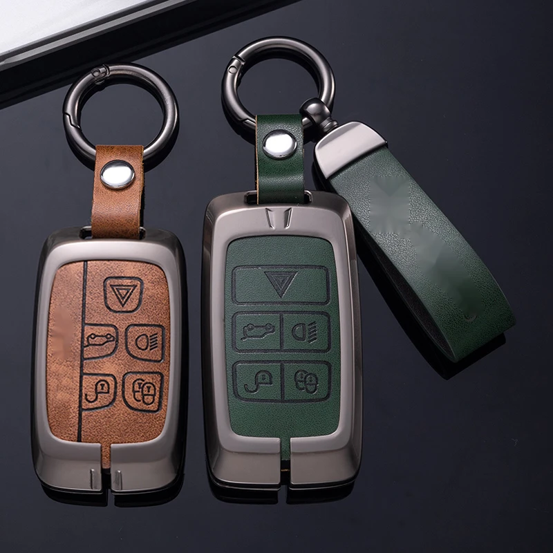 

Leather Car Key Case Keychain For Land Rover Range Rover Evoque Discovery Sport Velar For Jaguar XE XF E-Pace F-Pace Accessories