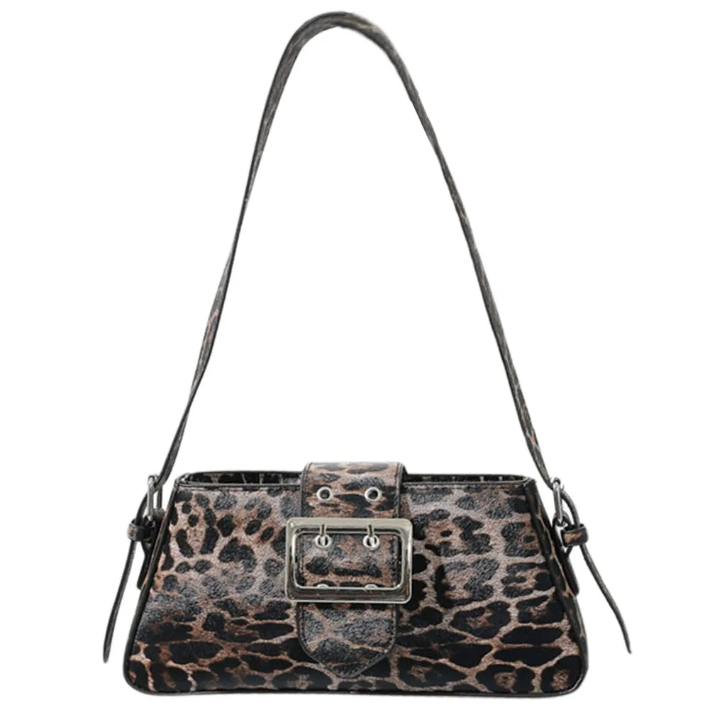 Women Leopard Print Trendy Shoulder Purse Zip Closure Stylish Underarm Bag Large Capacity Small Tote Bag for Party Vacation