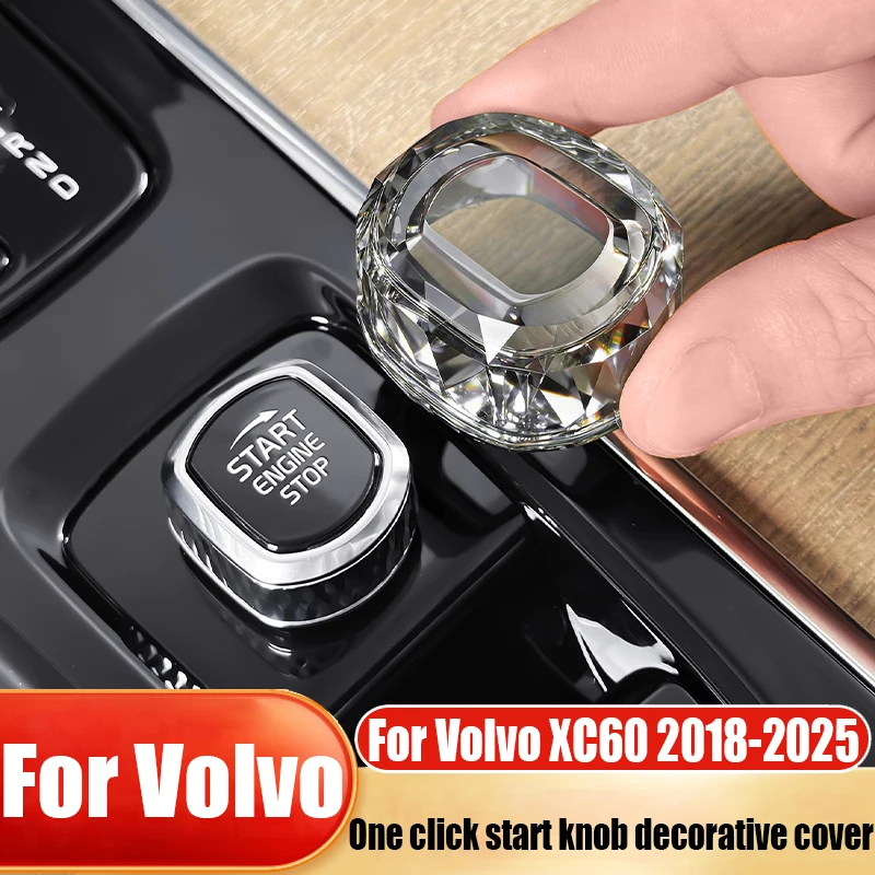 Crystal central control one key start knob decorative cover car interior decoration modification part For Volvo XC60 2018-2025