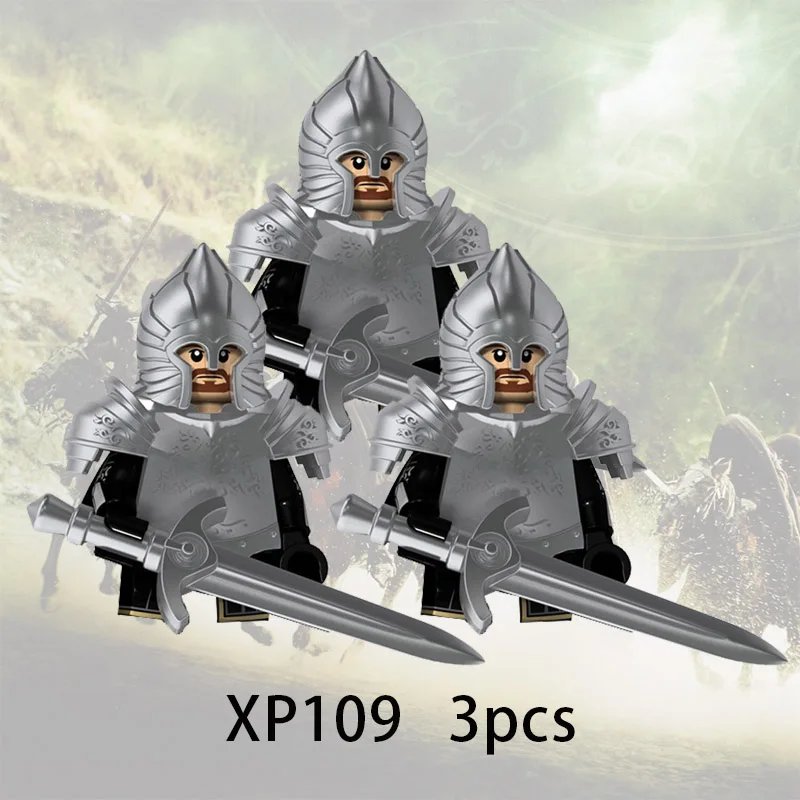 3 stücke Herr Ringe Elfen Orcs Armee Zwerg Rohan Mini Action Spielzeug Figuren Bausteine Montage Spielzeug für Kinder Geburtstag geschenk