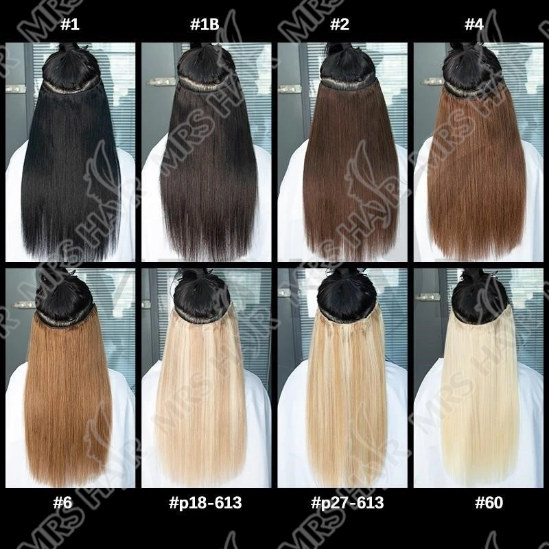 # 4 Estensioni dei capelli con filo di linea di pesce marrone scuro Clip invisibile nelle estensioni dei capelli umani 4 clip Capelli naturali reali 12-24 pollici