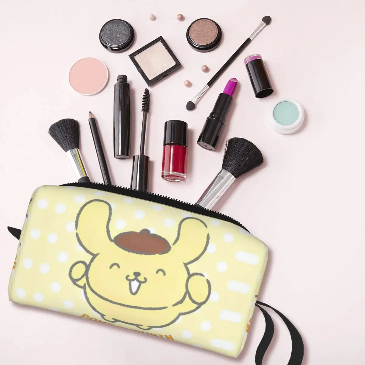 منظمات تخزين Dog Anime Pom Pom Purin للفتيات للمكياج مطبوعة حقيبة مكياج يومية محمولة لطيفة لمستحضرات التجميل