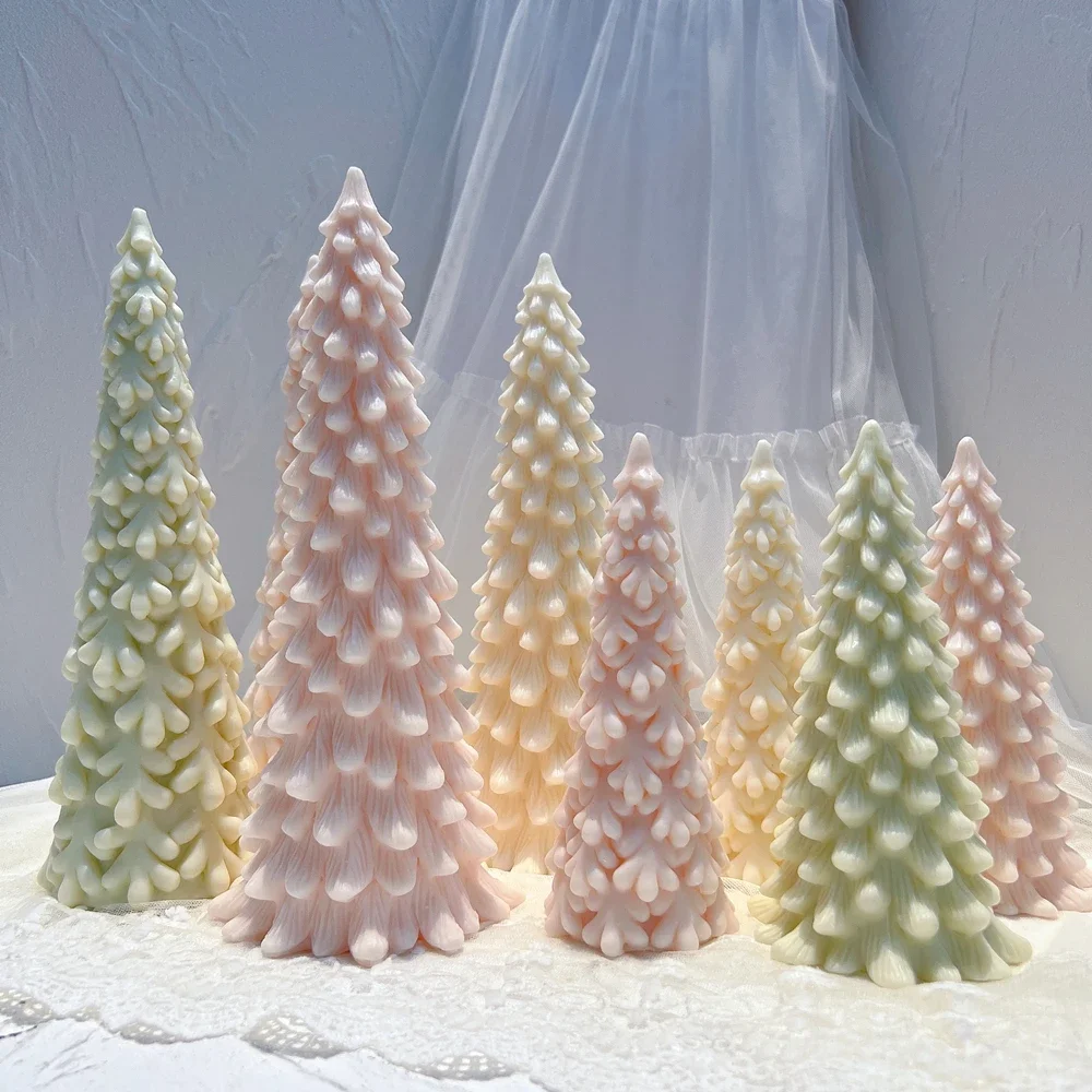 

27.2CM Snow Covered Pine Christmas Tree Silicone Candle Mold Dinner Soy Wax Silicone Mould Christmas Ornaments Silicone Mold