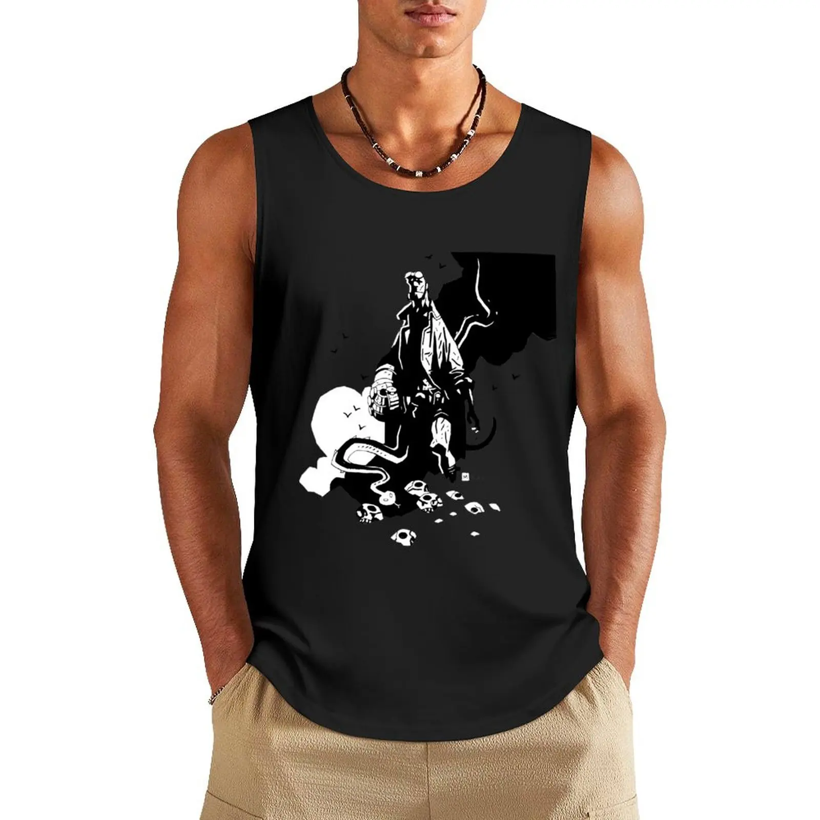 

Hellboy B&W Tank Top summer Man sleeveless shirt