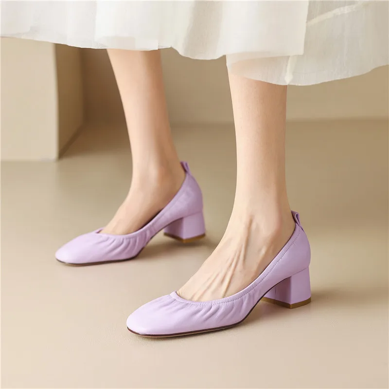 FEDONAS Women Pumps Spring Summer Office Ladies Party Wedding Thick Heels Soft Genuine Leather Basic Shoes Woman Elegant Fashion