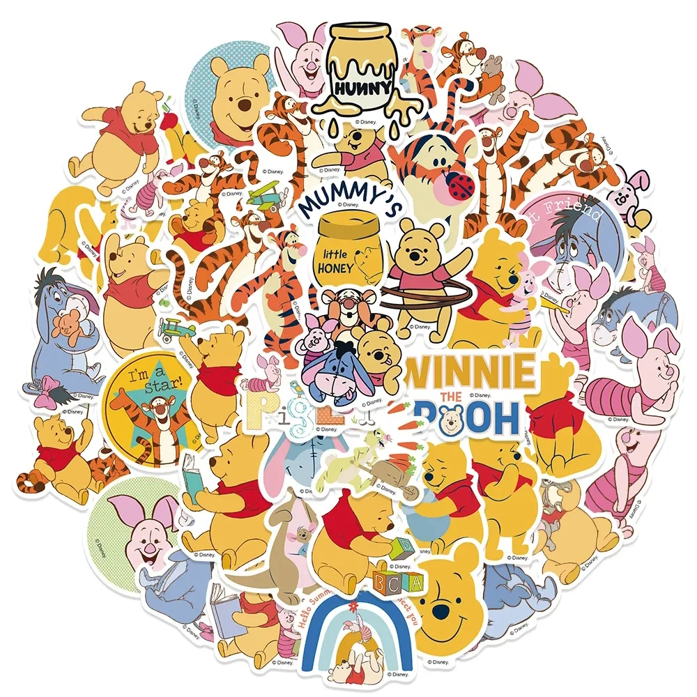 10/30/50pcs Disney Winnie the Pooh Stickers Aesthetic Kawaii Kids Girls Anime Decals Toys Graffiti Luggage Notebook Scrapbooking