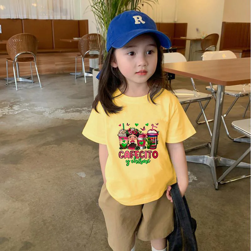 Summer New Male And Female Baby Short Sleeve Yellow T-Shirt Round Neck Pullover Top