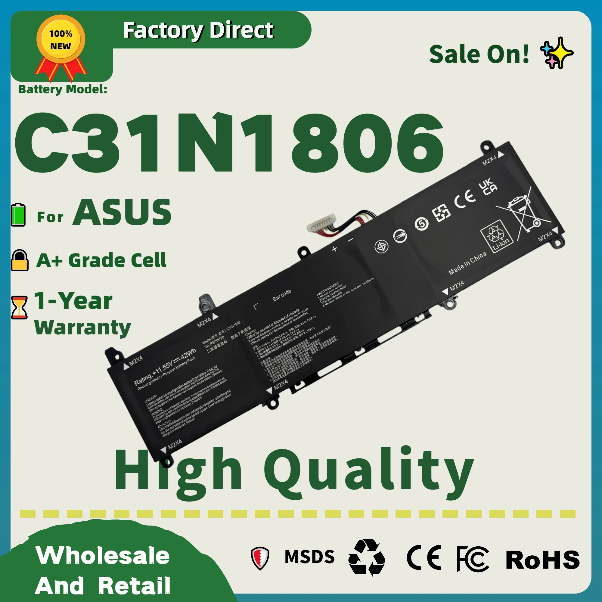 工場直送！ 交換用バッテリー C31N1806 C31PIJ1 ASUS VivoBook S13 S330 X330FA ADOL 13 バッテリー用