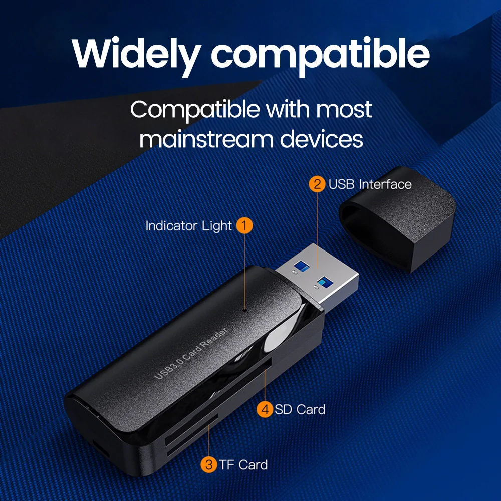 มัลติฟังก์ชั่น USB TYPE-C เครื่องอ่านการ์ดจัดเก็บข้อมูลภายนอกสีดํายืดสําหรับ Memory Stick USB 3.0 Mini SD TF Card Reader