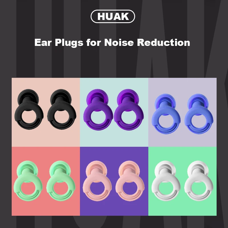 HUAK Quiet Sleep Ear Plugs with Box for Noise Reduction – 8 Ear Tips in XS/S/M/L Super Soft, Reusable Hearing Protection ,Swim