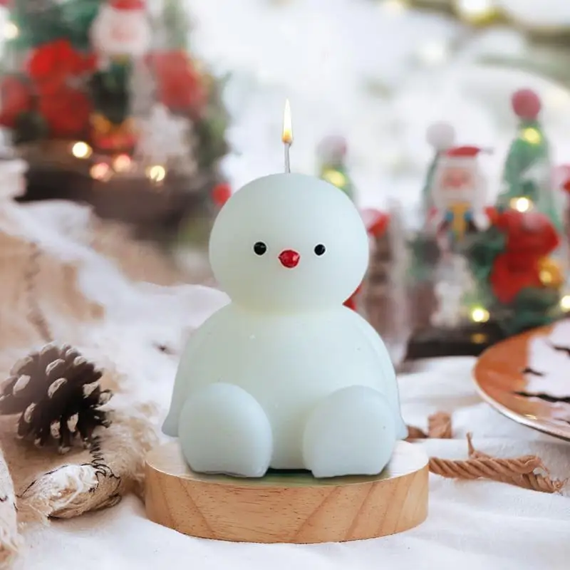 Vela de natal boneco de neve sentado boneco de neve bonito vela de natal aromaterapia novidade velas mesa peça central feriado inverno