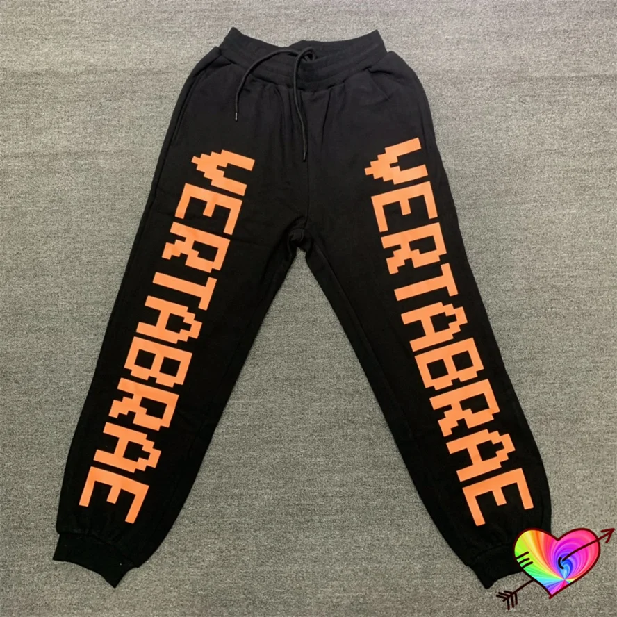 

Black Vertabrae Double Logo Sweatpants Men Women Orange 3D Puff Print Vertabrae Pants High Quality Pockets Joggers Trousers