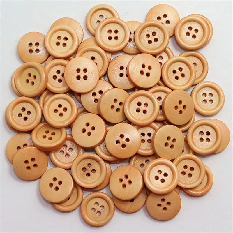 100PCs bottoni in legno rotondi in legno naturale caffè rosso fai da te cucito Scrapbooking per vestiti fatti a mano 2 fori 4 fori 11.5mm 25mm