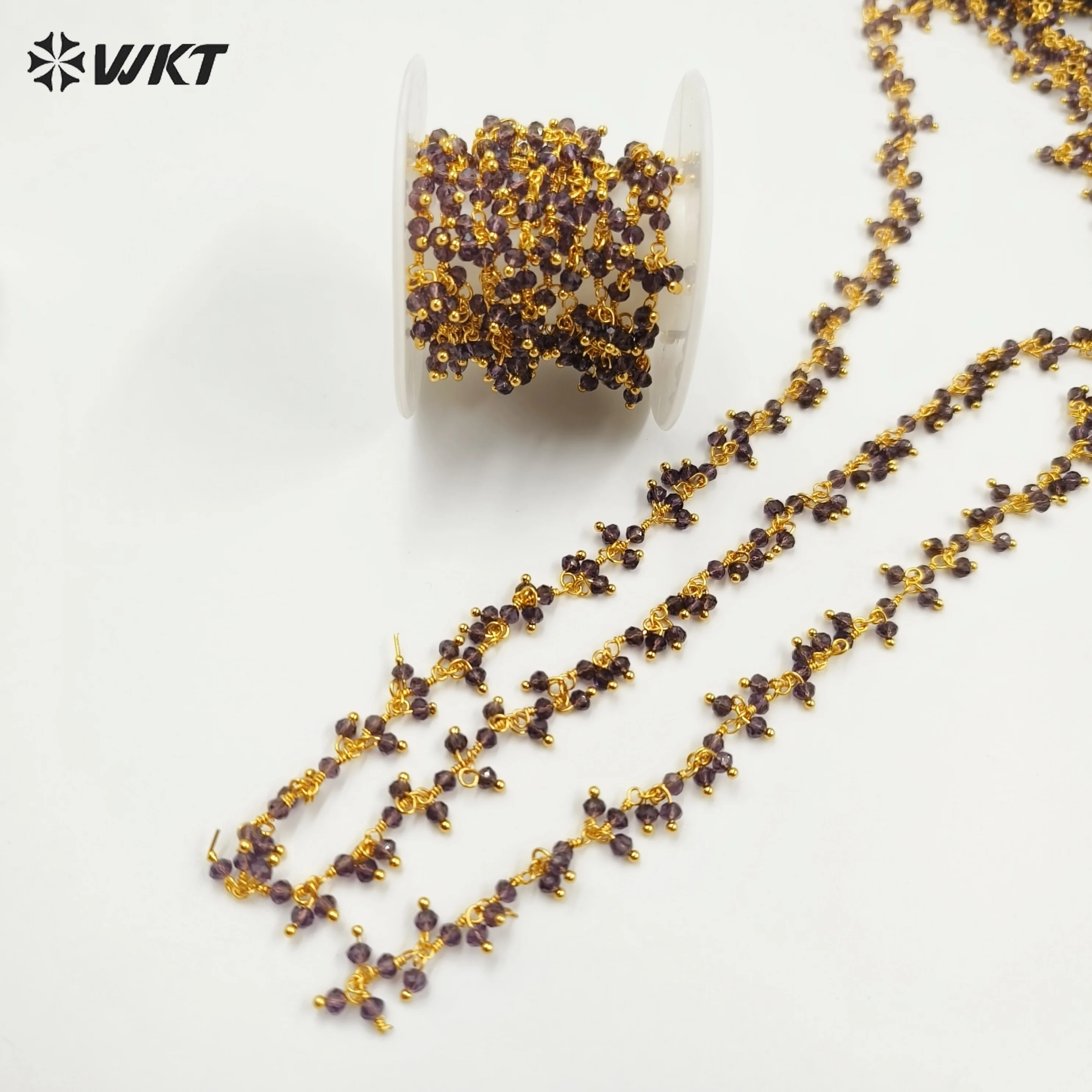 WT-RBC228  WKT 2025 NEW Arrivals Amethyst 18k Gold Plated Chain Wedding  Fashion Design Jewelry Supplies DIY Accessories