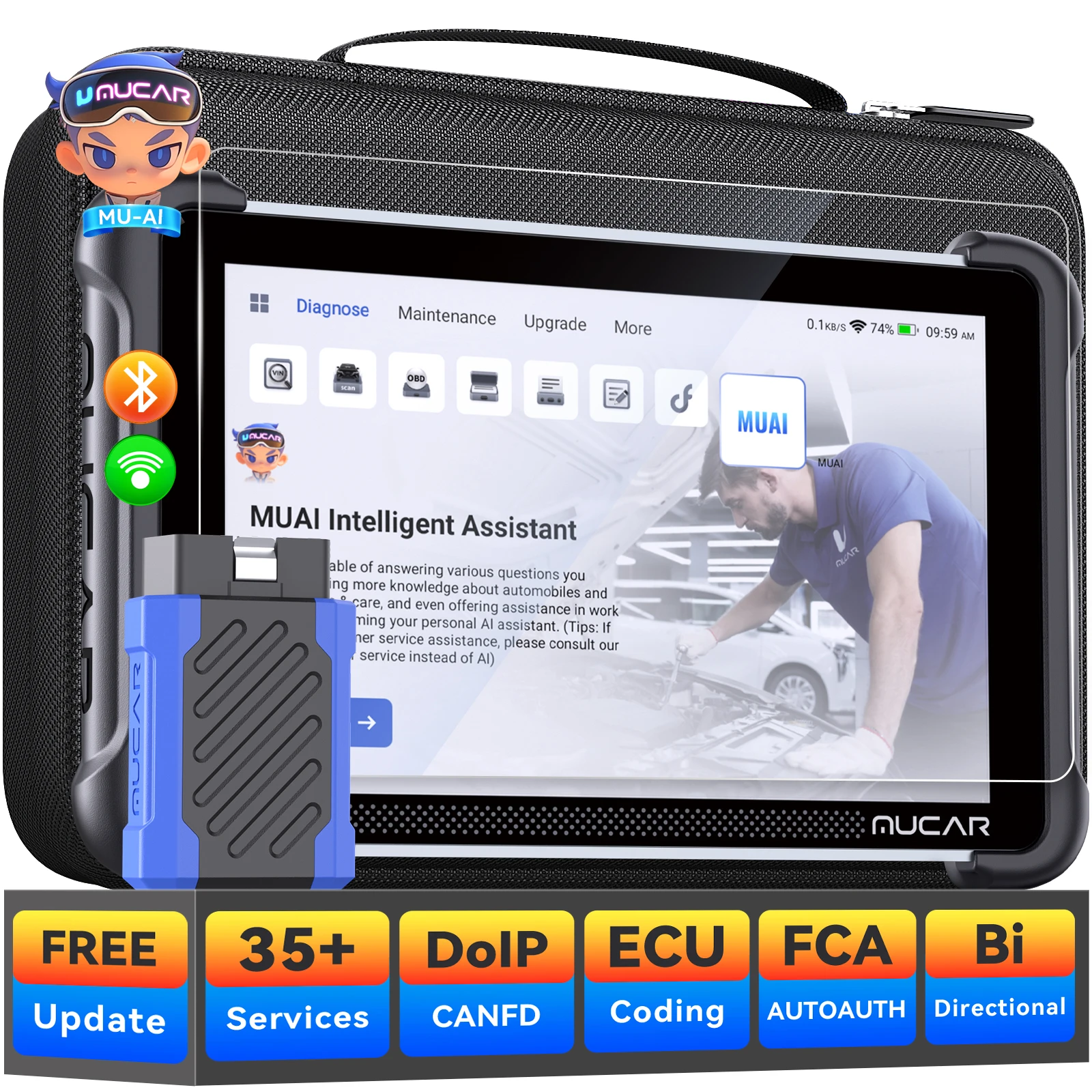 Image of Lebenslange Kostenlose Updates MUCAR 892BT AI Auto OBD2 Diagnosegerät Alle-Systeme-Diagnose ECU-Codierung Bidirektional CANFD DOIP 35 Resets