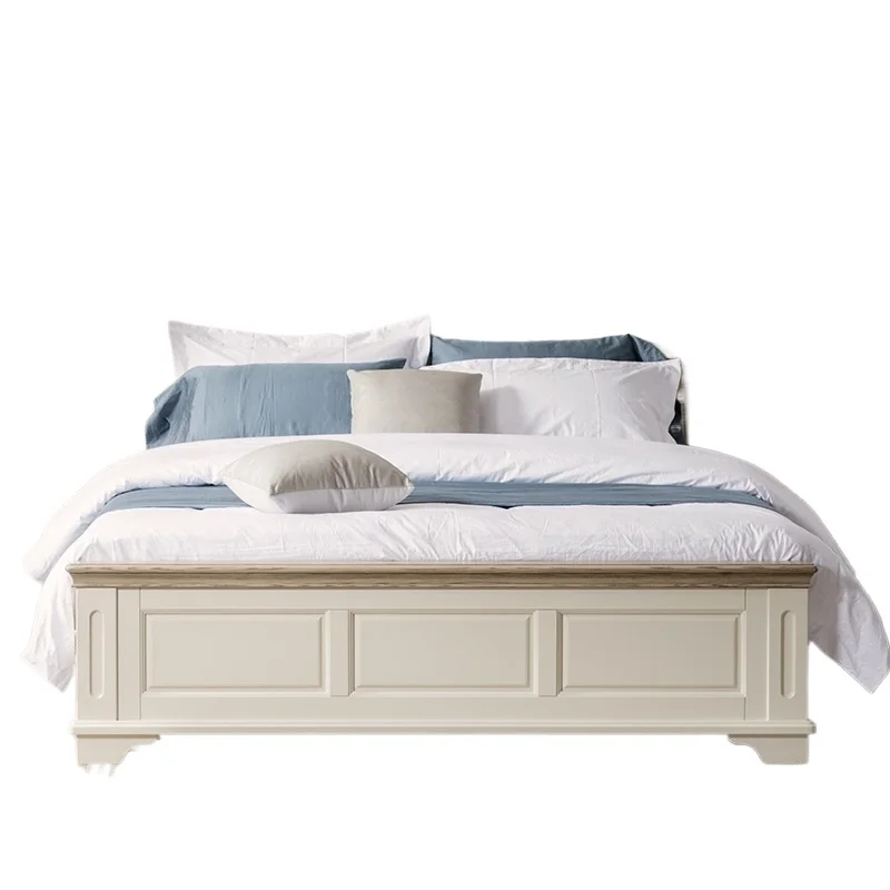 

American light luxury solid wood 1.8 meters modern simple double bed 1.5 second bedroom white princess light luxury wedding bed