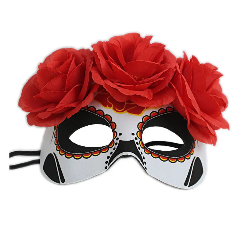 New Masquerade Masks For Day Of The Dead Halloween Cosplay Show With Flower Ghost Flower Wedding Carnival Party Half Face Mask