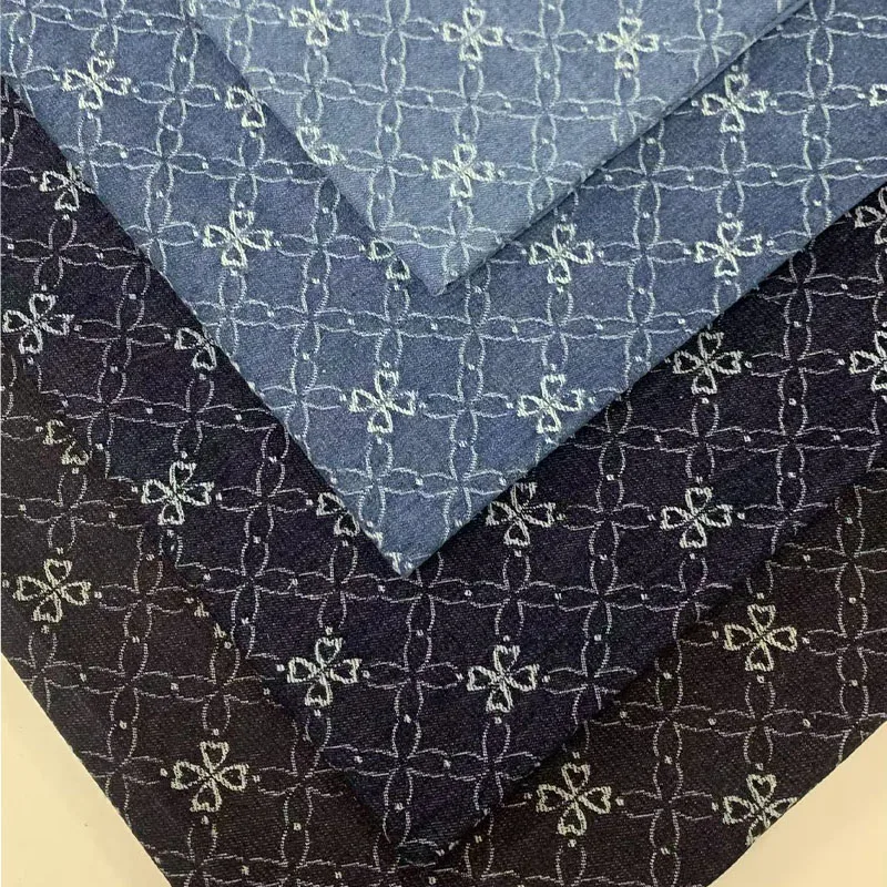 

Denim Fabric Floral Jacquard with Thickened Weave Washed Denim For Sewing Dresses Bags Pants bags hats DIY Denim Fabric