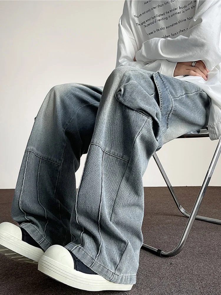 

American Retro Workwear Jeans Men's Straight Leg Wide Leg Pants Spring Autumn Wear Resistant Casual Youth Faion