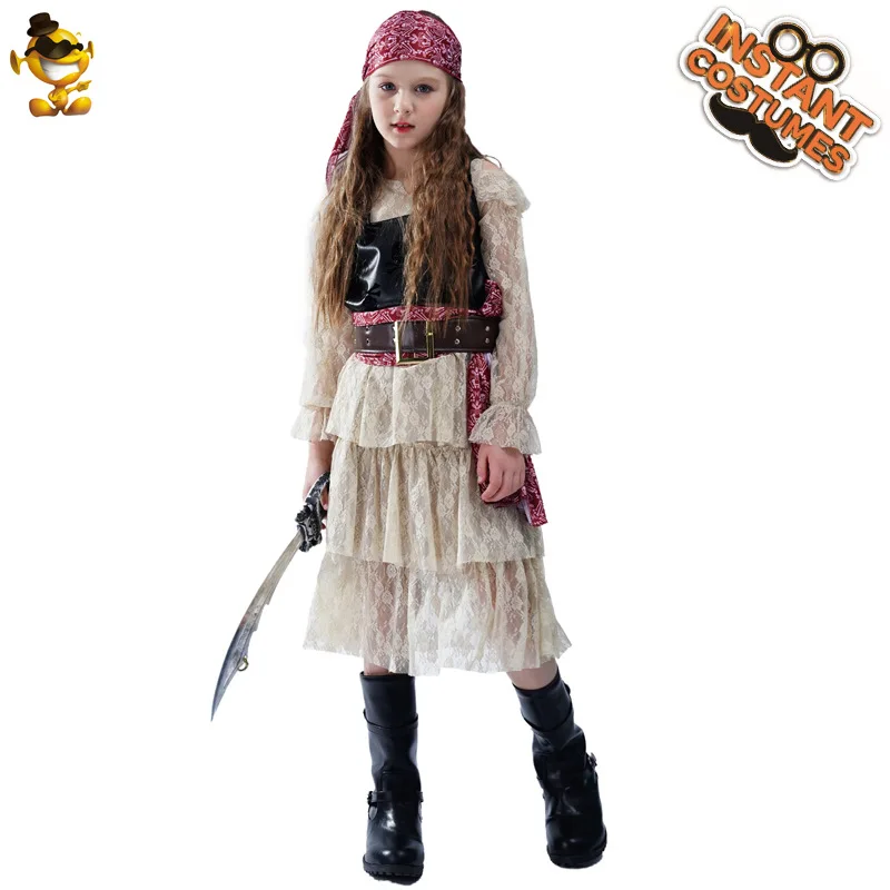 Funny Girls Models Lace Pirate Skirt Girl Pirate Cosplay Party Dress Pirate Stage Performance Clothes