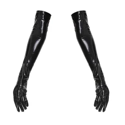 Gants de danse métalliques brillants en cuir PU, mitaines moulantes, accessoire de cosplay, longs et maigres, sexy et commissionnés, isotPunk Rock, Hip Hop Jazz Chang