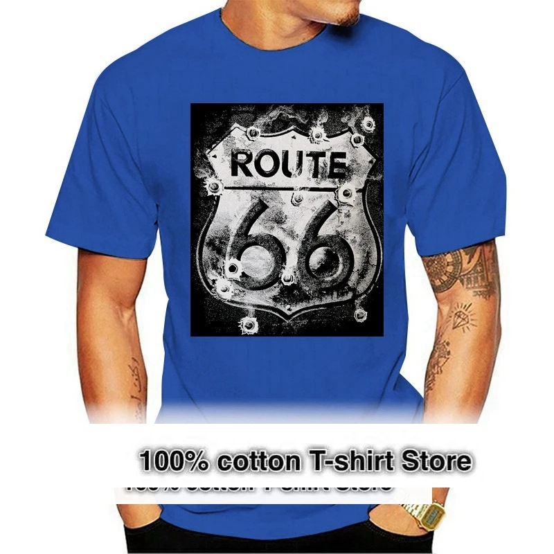 T-Shirt #763 Route 66 Bullet Biker V8 Usa Custom Bike Motorrad Hotrod Motorcycle 2024 Newest Letter Print Cartoon Crazy T Shirts