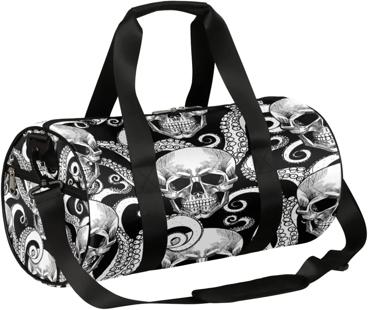 Octopus Skull Travel Duffle Bag Sports Gym Bag with Backpack, Tote Weekender Bag for Women Men Travel Business Trip