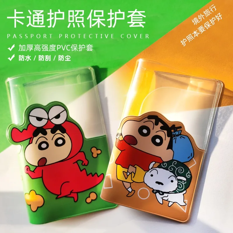 Etui na paszport PVC Crayon Shin-chan, wodoodporne etui na dokumenty, kreskówkowe okładki na paszport, uniwersalny folder na karty ID